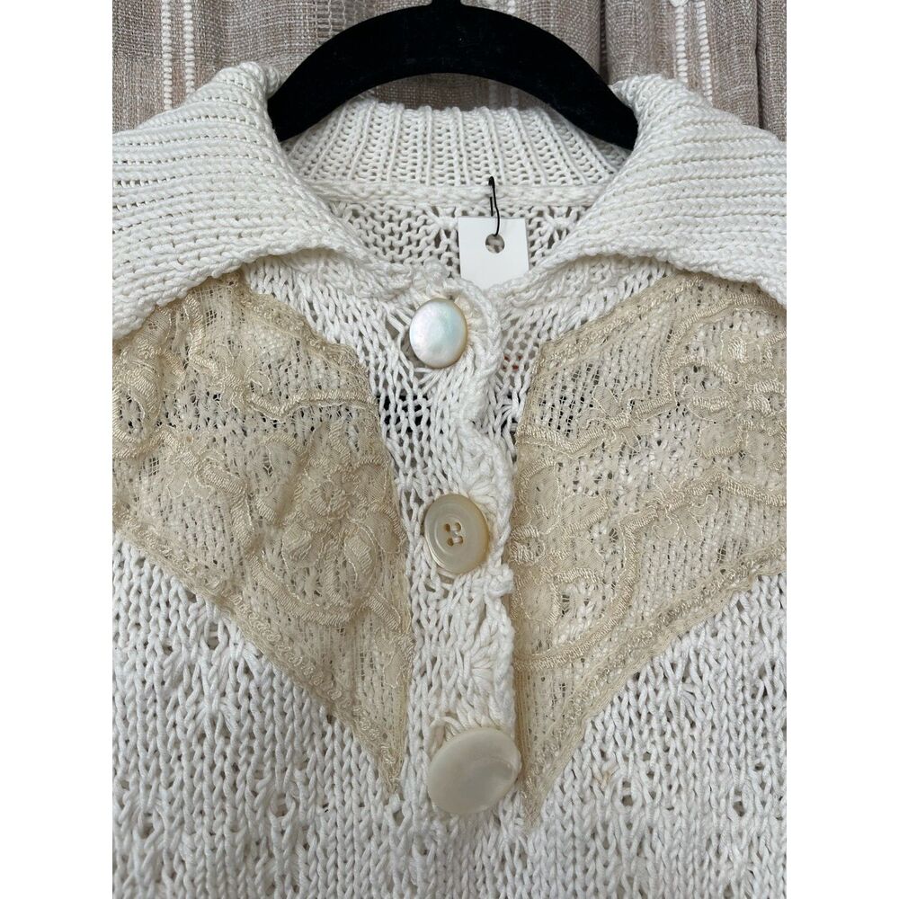 Vintage Cream Sweater with Lace detail